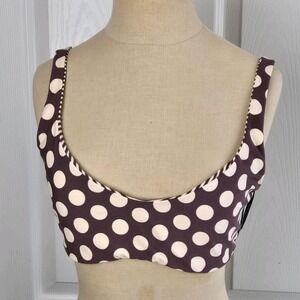 Kikirio Reversible Dots Stripes Bikini Top Size XL‎ Swimsuit Resort Wear NWOT